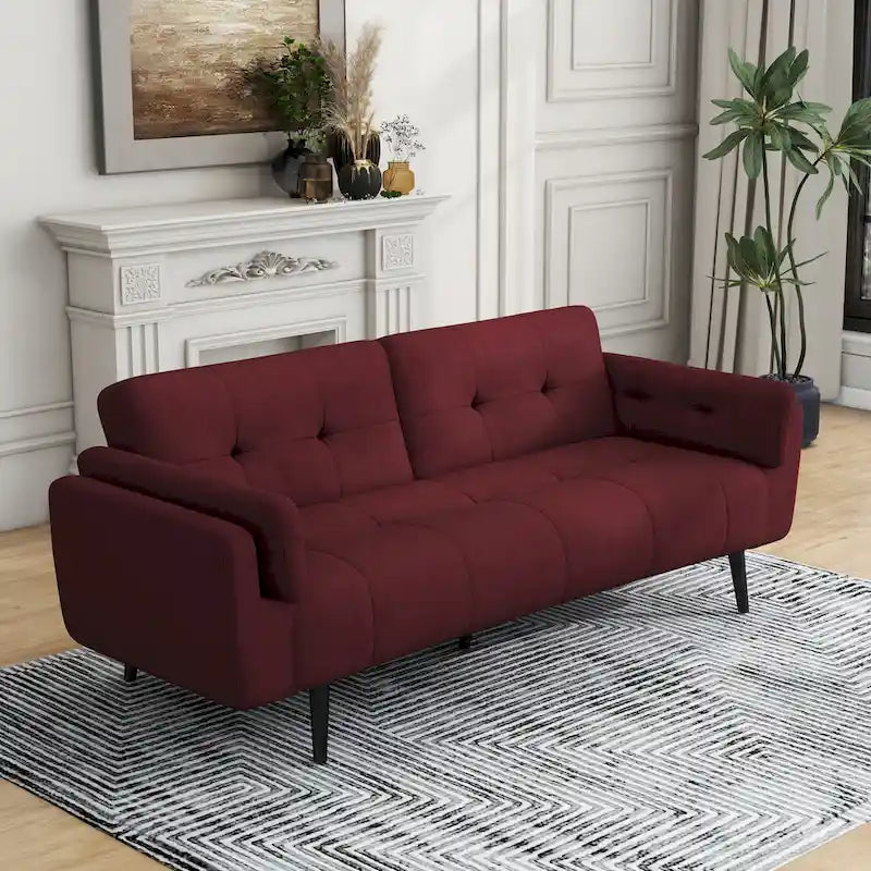 75 Convertible Sleeper Sofa Bed With Adjustable Tufted Back