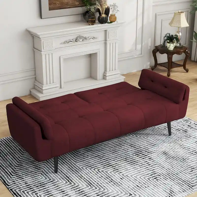 75 Convertible Sleeper Sofa Bed With Adjustable Tufted Back
