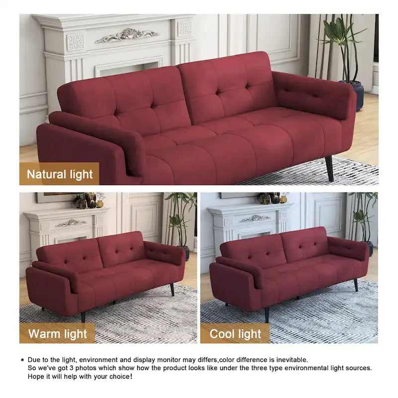 75 Convertible Sleeper Sofa Bed With Adjustable Tufted Back