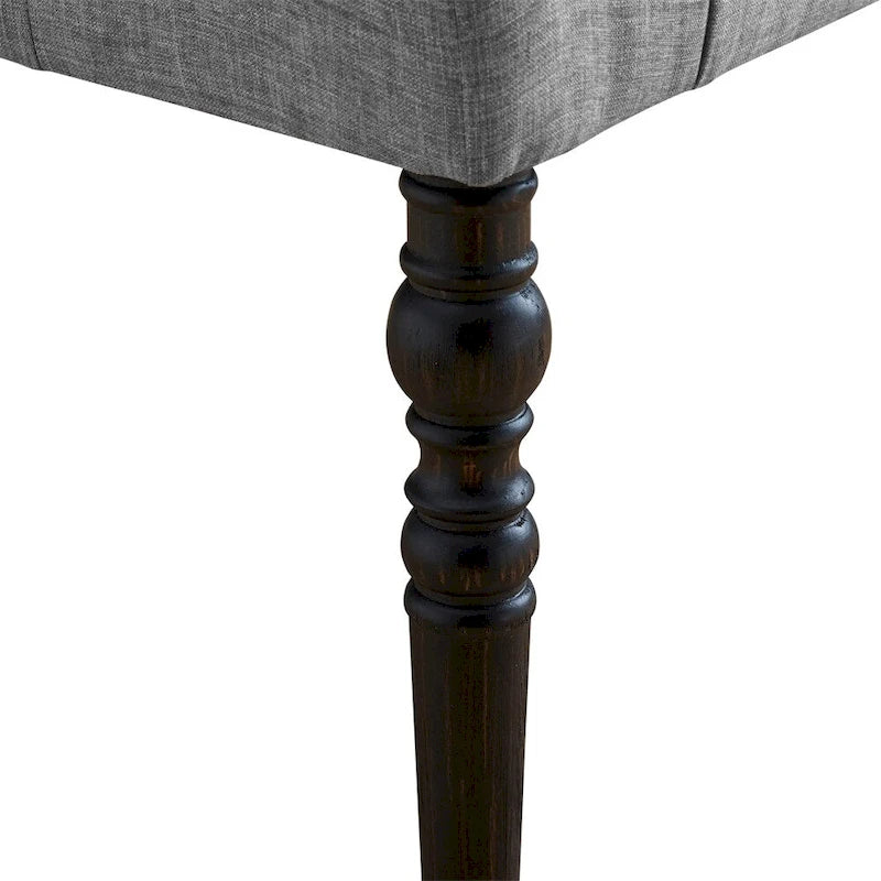 Fabric Tufted Turned Leg Dining Bench