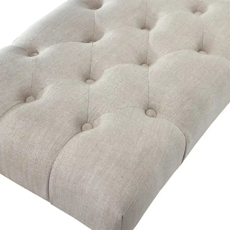 Fabric Tufted Turned Leg Dining Bench