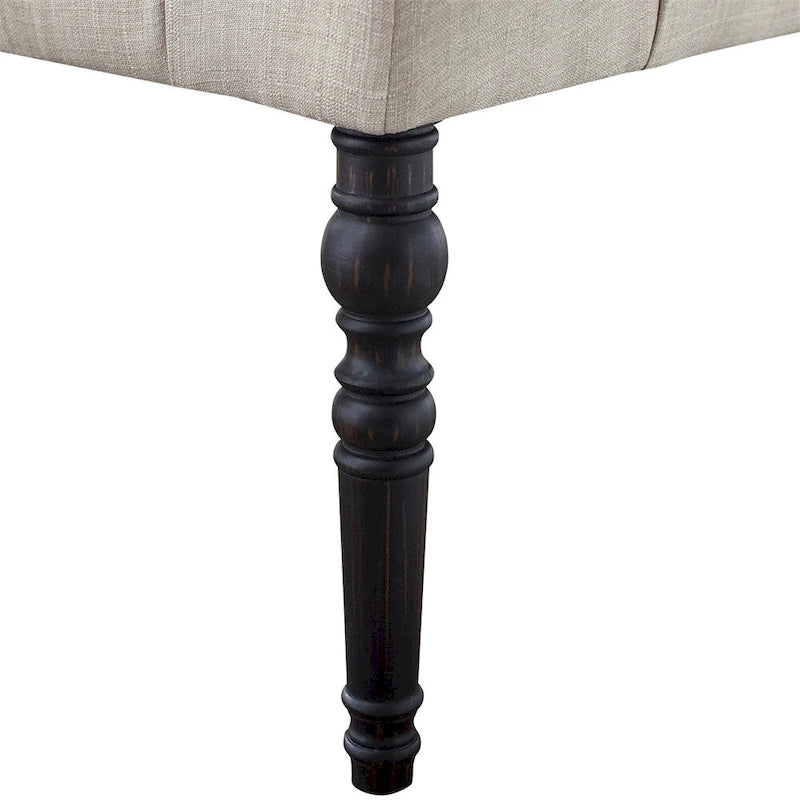 Fabric Tufted Turned Leg Dining Bench