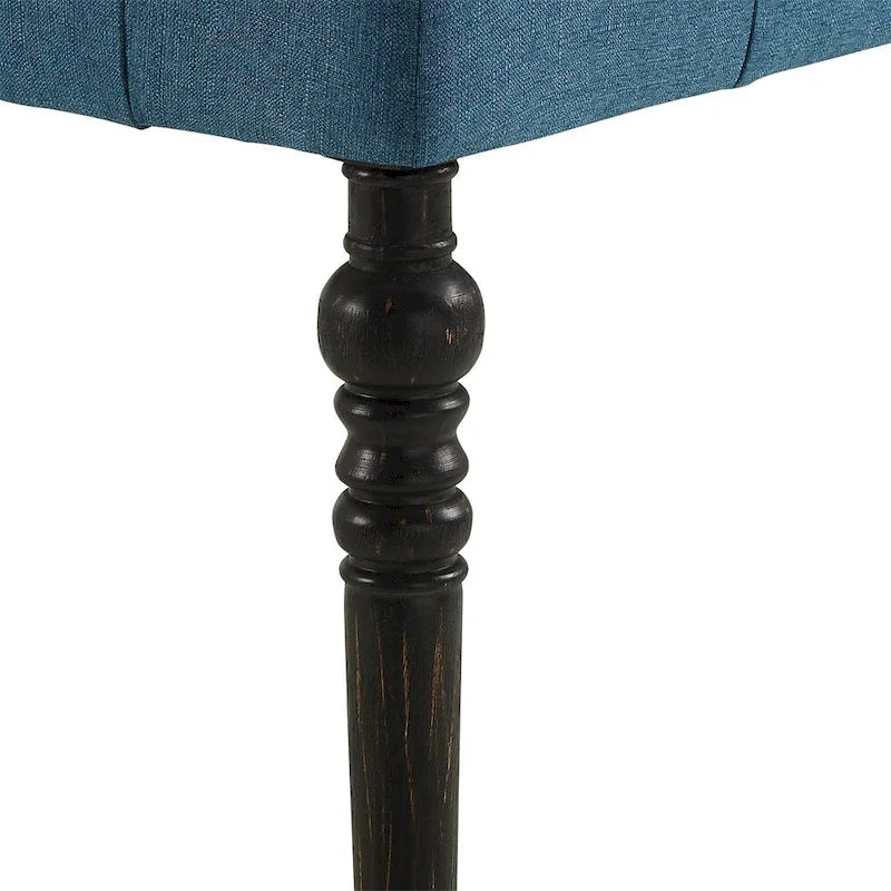 Fabric Tufted Turned Leg Dining Bench