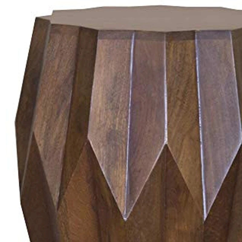 23 Dark Brown Solid Wood Drum End Table 16.4