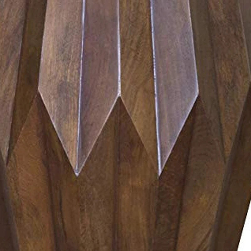 23 Dark Brown Solid Wood Drum End Table 16.4