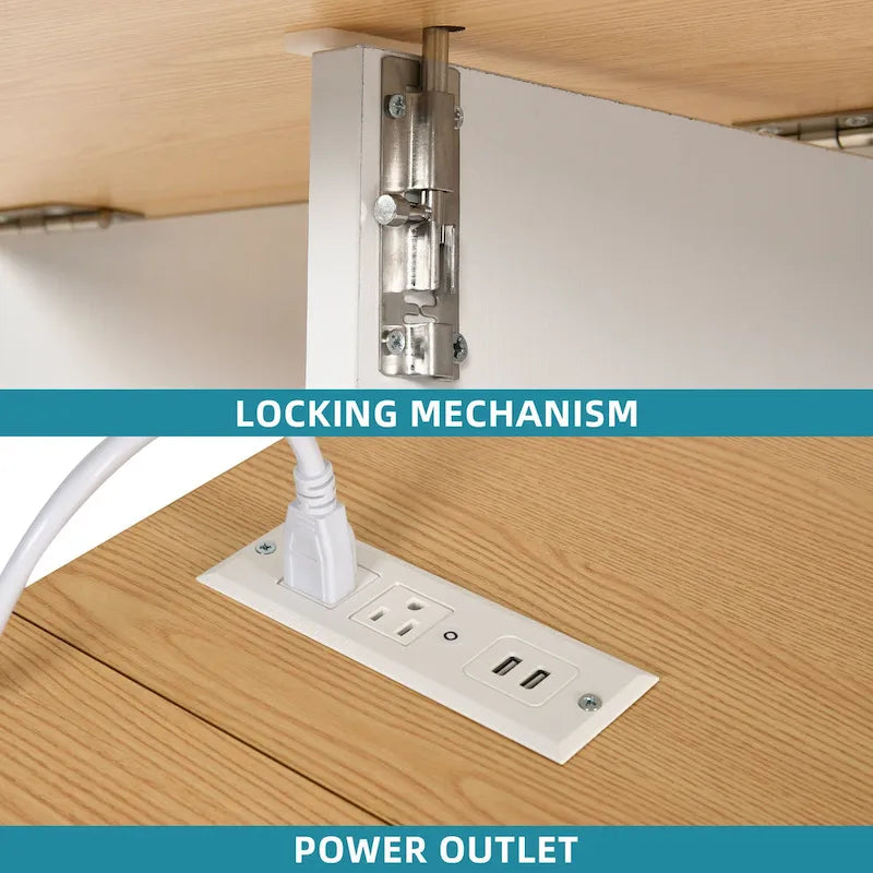 Foldable Kitchen Island With Trash Can Storage Cabinet